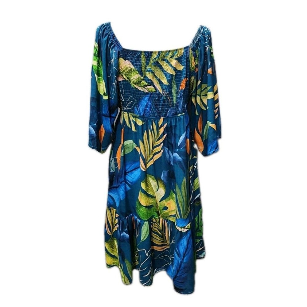 Dona Jo Floral Bohemian Midi Dress Womens Blue/Multicolor Sizes Large - Picture 3 of 8
